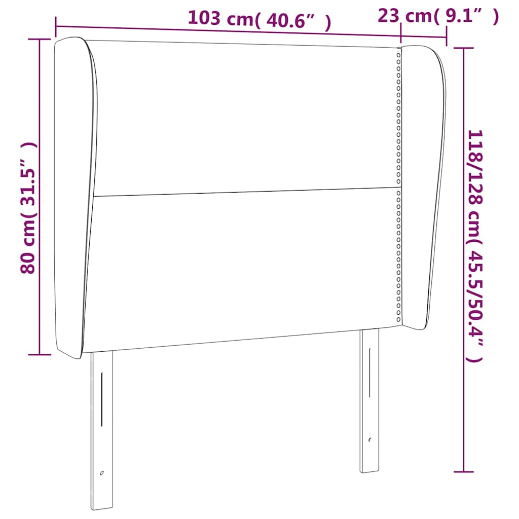 Sötétszürke szövet fejtámla szárnyakkal 103 x 23 x 118/128 cm 9