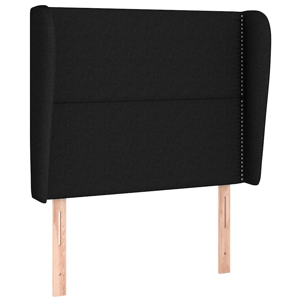 Fekete szövet fejtámla szárnyakkal 103 x 23 x 118/128 cm 2