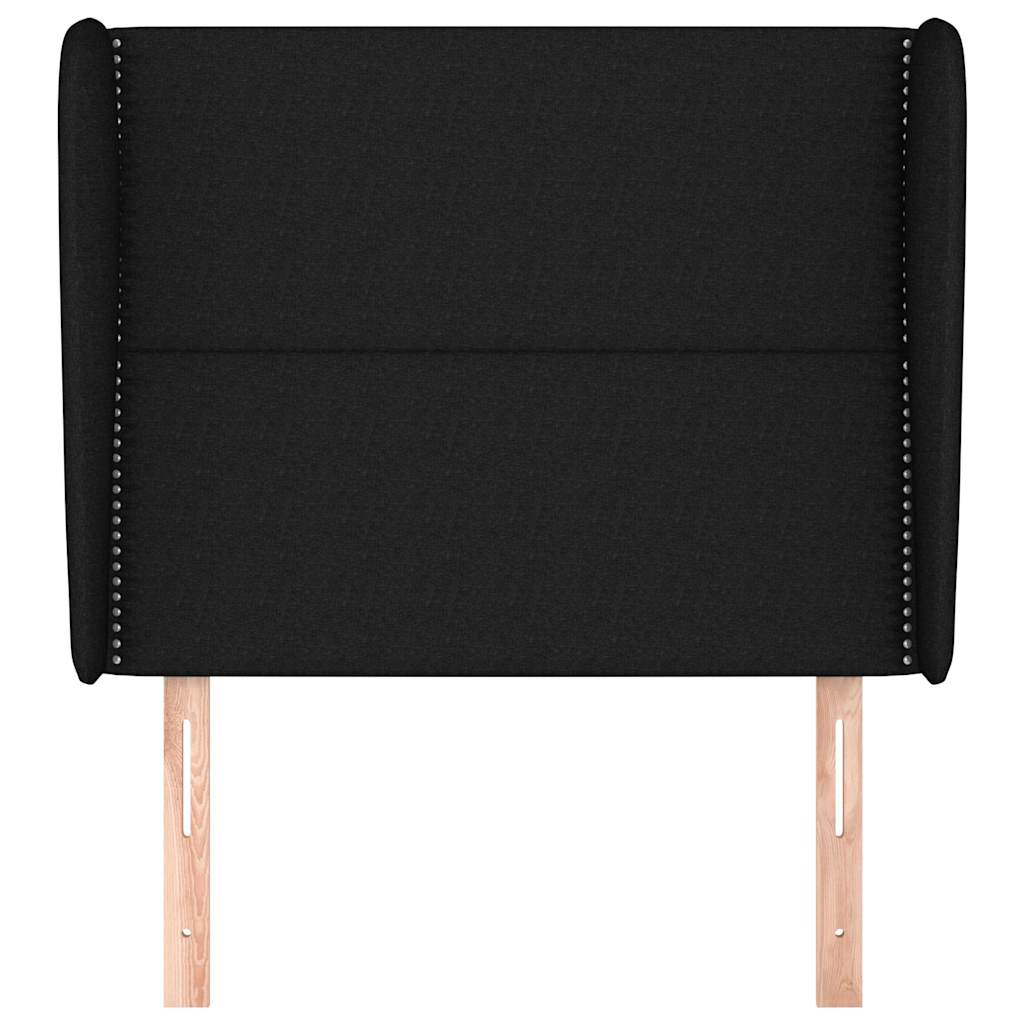 Fekete szövet fejtámla szárnyakkal 103 x 23 x 118/128 cm 3
