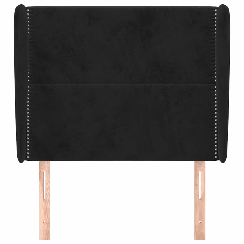 Fekete bársony fejtámla szárnyakkal 103 x 23 x 118/128 cm 3