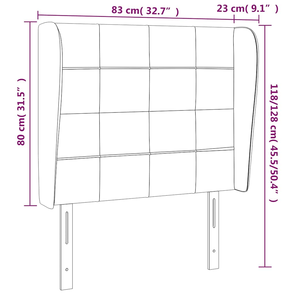 Sötétbarna szövet fejtámla szárnyakkal 83 x 23 x 118/128 cm 9