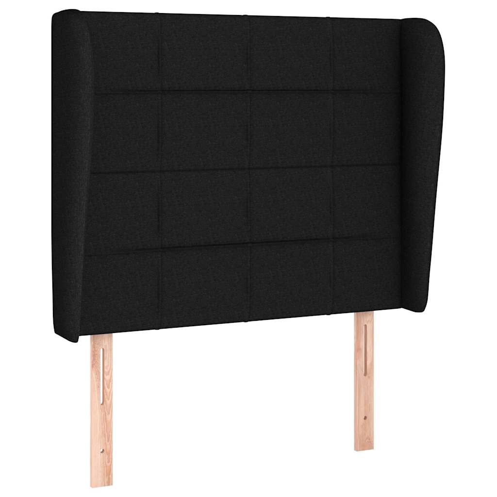 Fekete szövet fejtámla szárnyakkal 93 x 23 x 118/128 cm 2