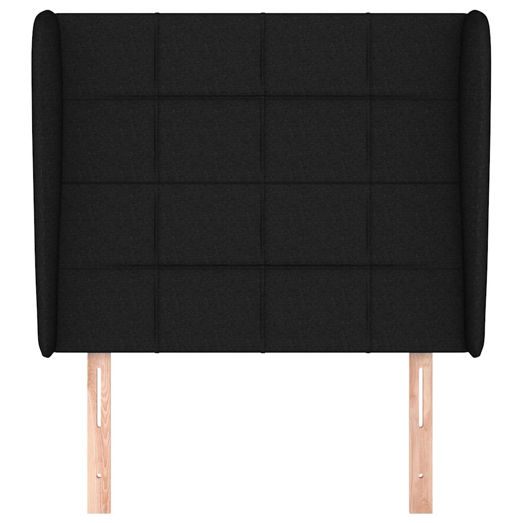 Fekete szövet fejtámla szárnyakkal 93 x 23 x 118/128 cm 3