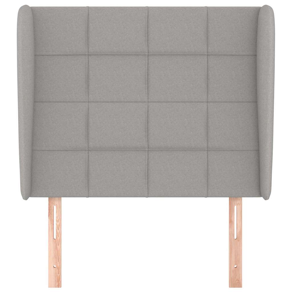 Világosszürke szövet fejtámla szárnyakkal 103 x 23 x 118/128 cm 3