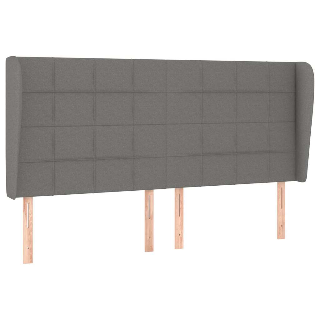 Sötétszürke szövet fejtámla szárnyakkal 183x23x118/128 cm 2