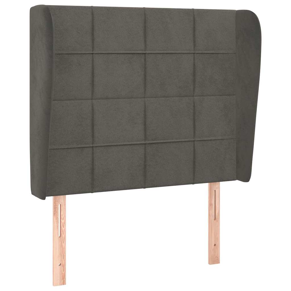 Sötétszürke bársony fejtámla szárnyakkal 103 x 23 x 118/128 cm 2