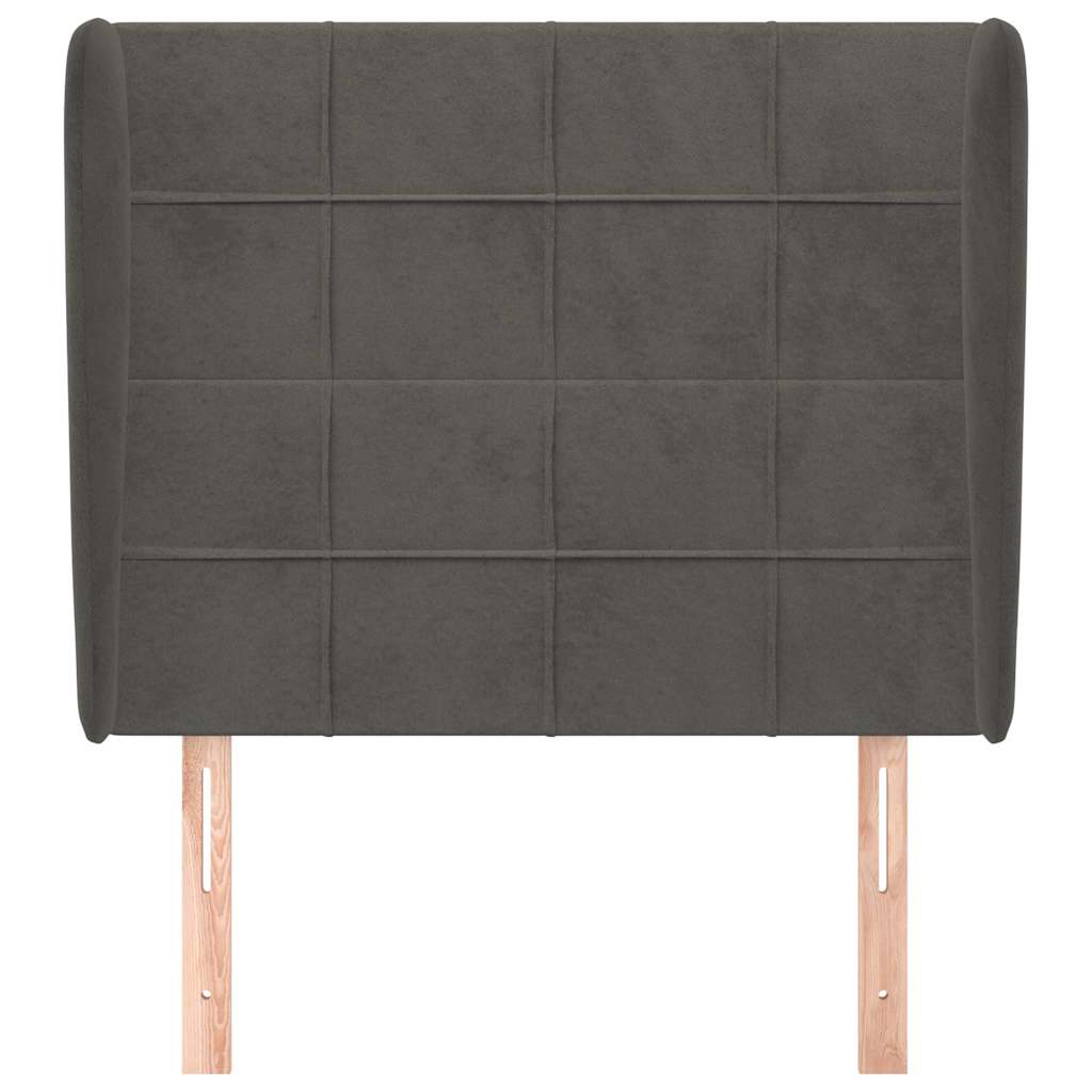 Sötétszürke bársony fejtámla szárnyakkal 103 x 23 x 118/128 cm 3