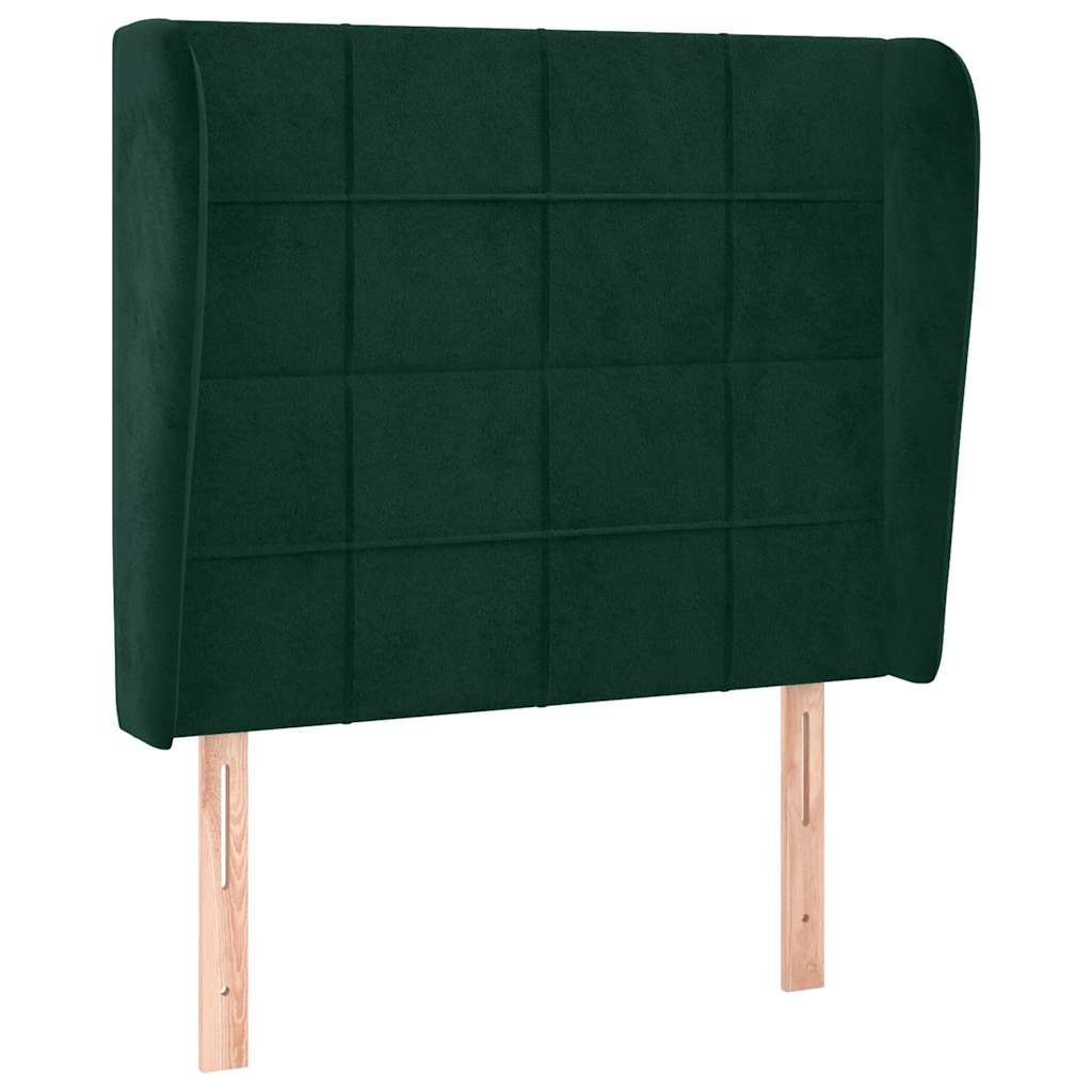 Sötétzöld bársony fejtámla szárnyakkal 103 x 23 x 118/128 cm 2