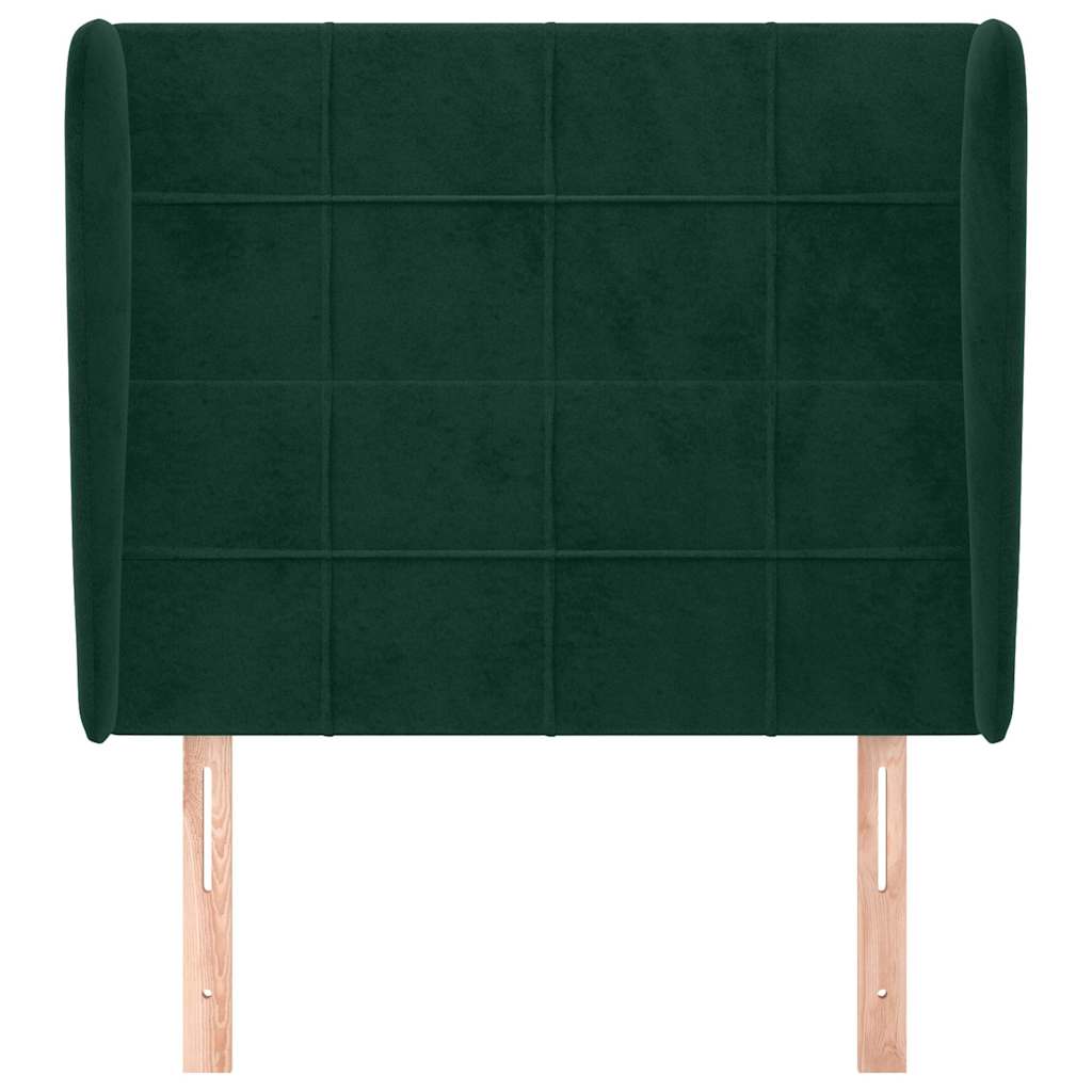 Sötétzöld bársony fejtámla szárnyakkal 103 x 23 x 118/128 cm 3