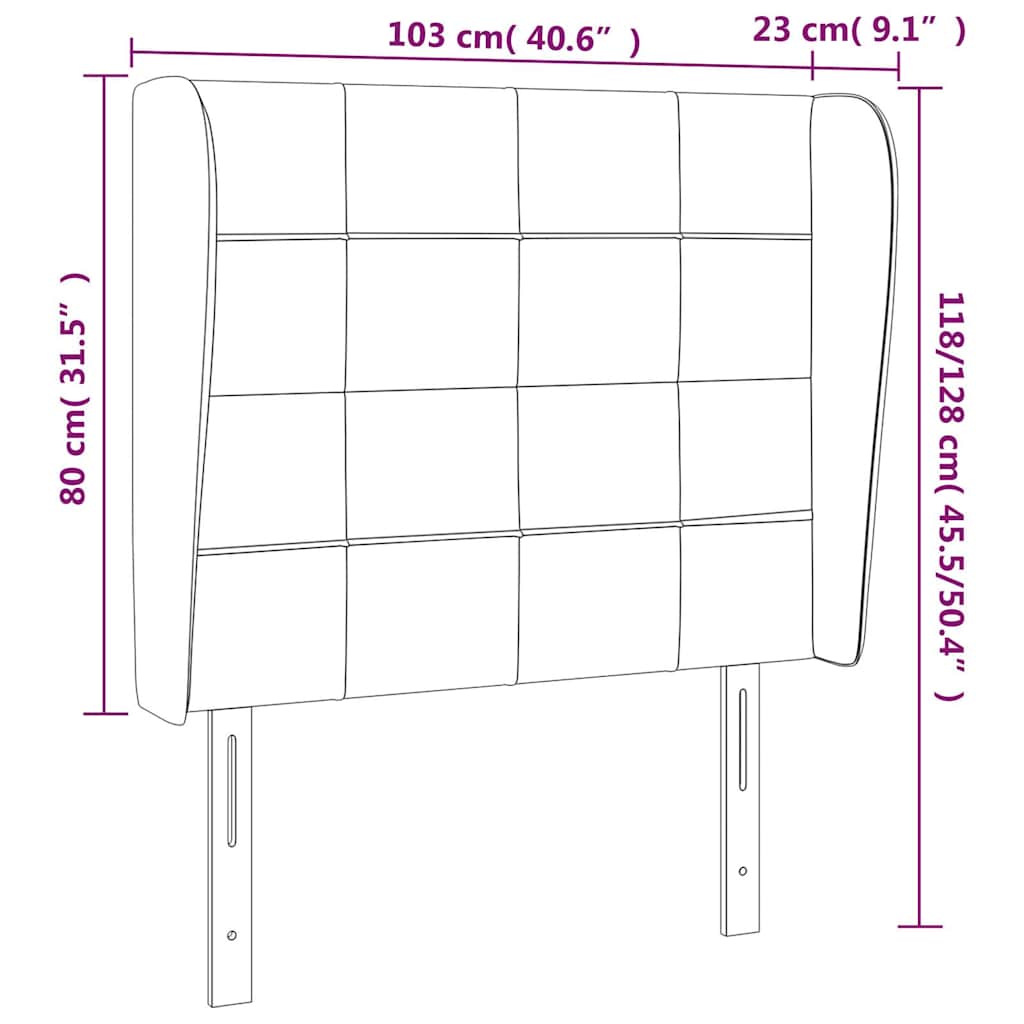 Sötétkék bársony fejtámla szárnyakkal 103 x 23 x 118/128 cm 7