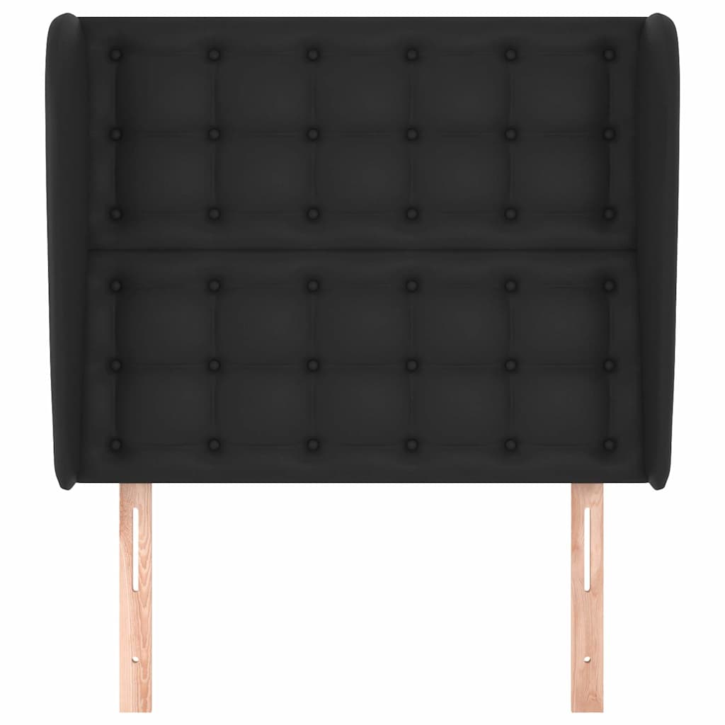 Fekete műbőr fejtámla szárnyakkal 83 x 23 x 118/128 cm 3