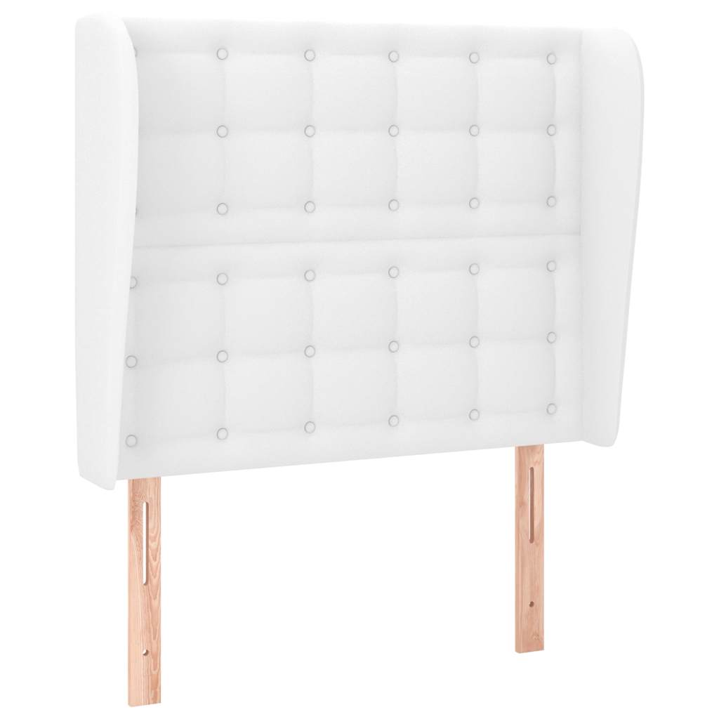Fehér műbőr fejtámla szárnyakkal 93x23x118/128 cm 2