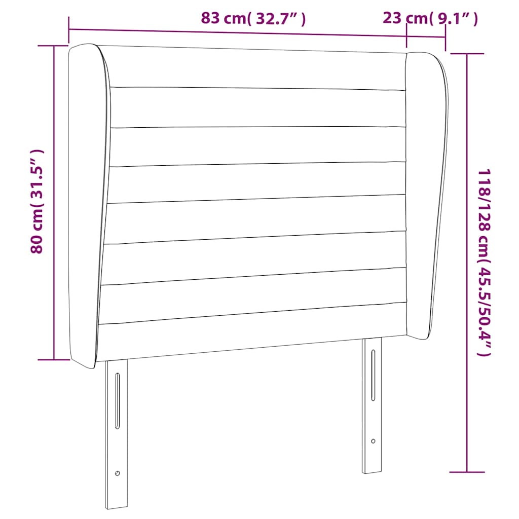 Sötétszürke szövet fejtámla szárnyakkal 83 x 23 x 118/128 cm 9