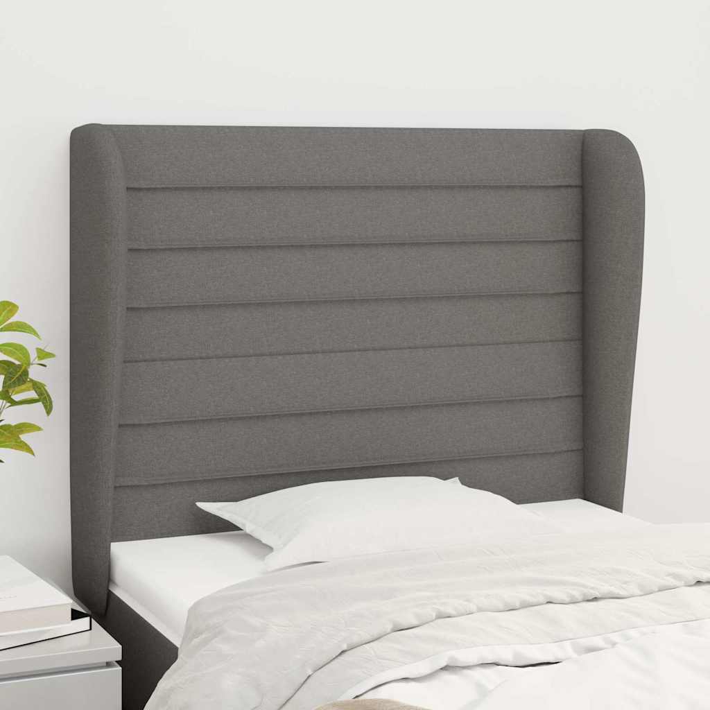 Sötétszürke szövet fejtámla szárnyakkal 83 x 23 x 118/128 cm