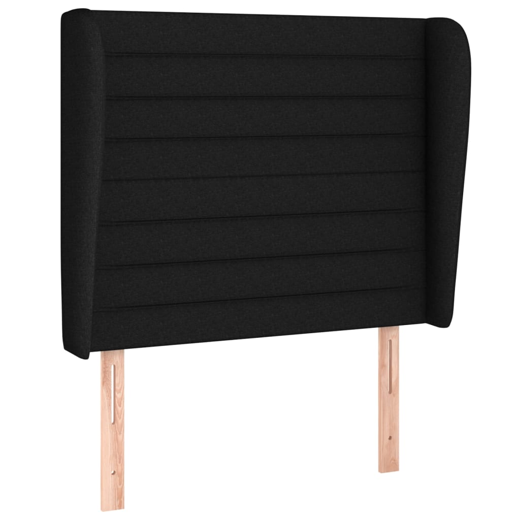 Fekete szövet fejtámla szárnyakkal 93 x 23 x 118/128 cm 2