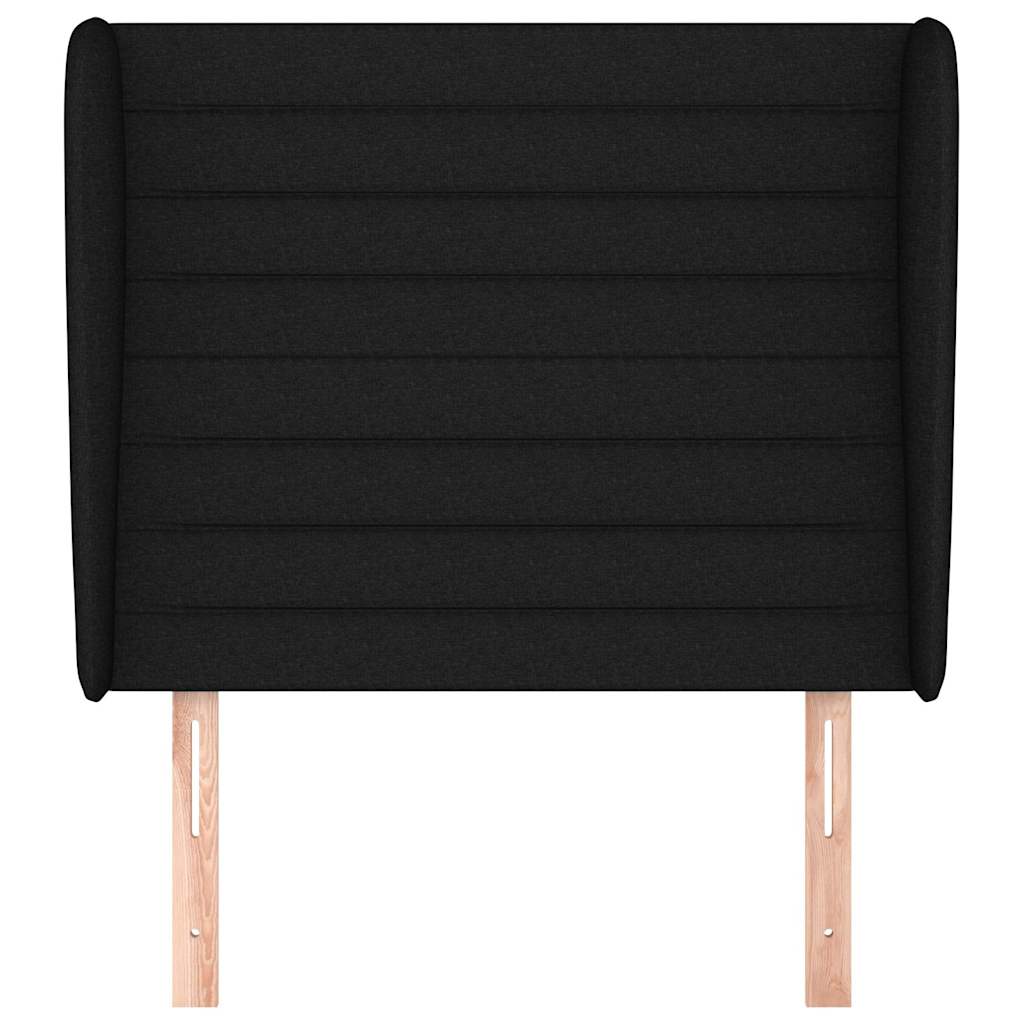 Fekete szövet fejtámla szárnyakkal 93 x 23 x 118/128 cm 3