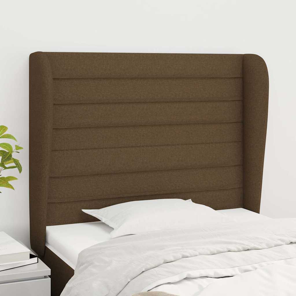 Sötétbarna szövet fejtámla szárnyakkal 103 x 23 x 118/128 cm