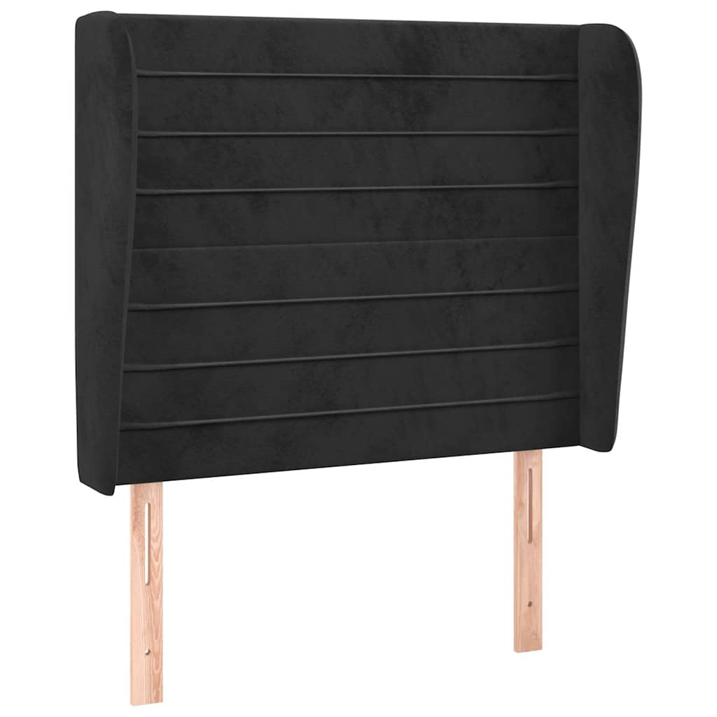 Fekete bársony fejtámla szárnyakkal 93 x 23 x 118/128 cm 2