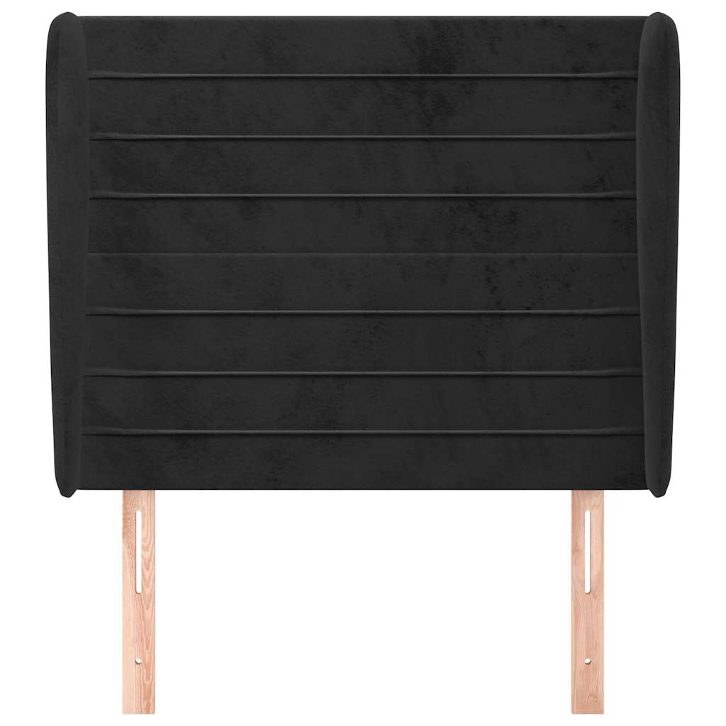 Fekete bársony fejtámla szárnyakkal 93 x 23 x 118/128 cm 3