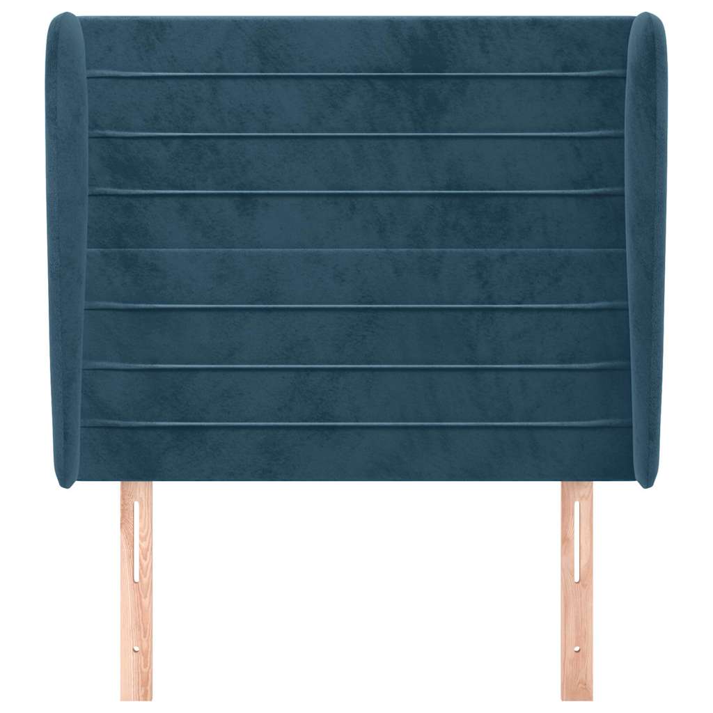 Sötétkék bársony fejtámla szárnyakkal 93 x 23 x 118/128 cm 3