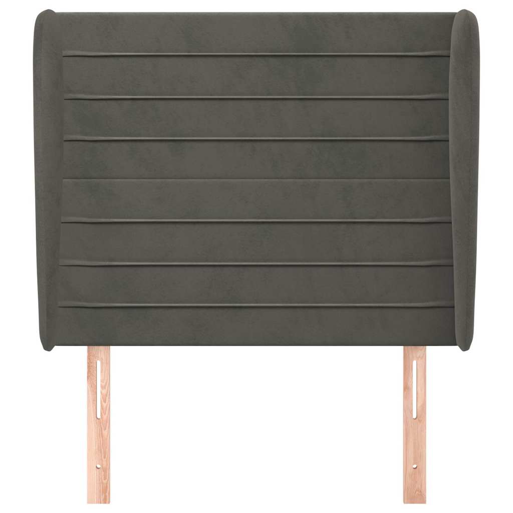 Sötétszürke bársony fejtámla szárnyakkal 103 x 23 x 118/128 cm 3