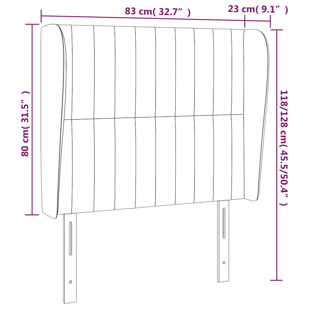 Fekete szövet fejtámla szárnyakkal 83 x 23 x 118/128 cm 9