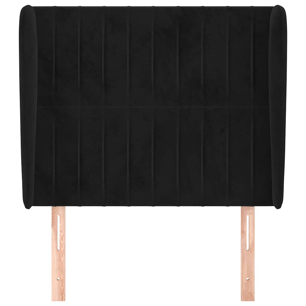 Fekete bársony fejtámla szárnyakkal 93 x 23 x 118/128 cm 3