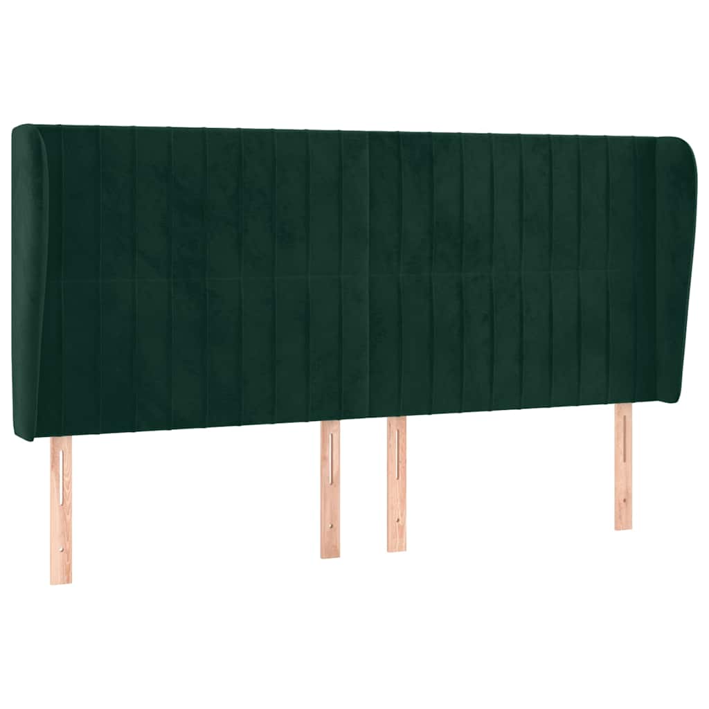 Sötétzöld bársony fejtámla szárnyakkal203x23x118/128 cm 2