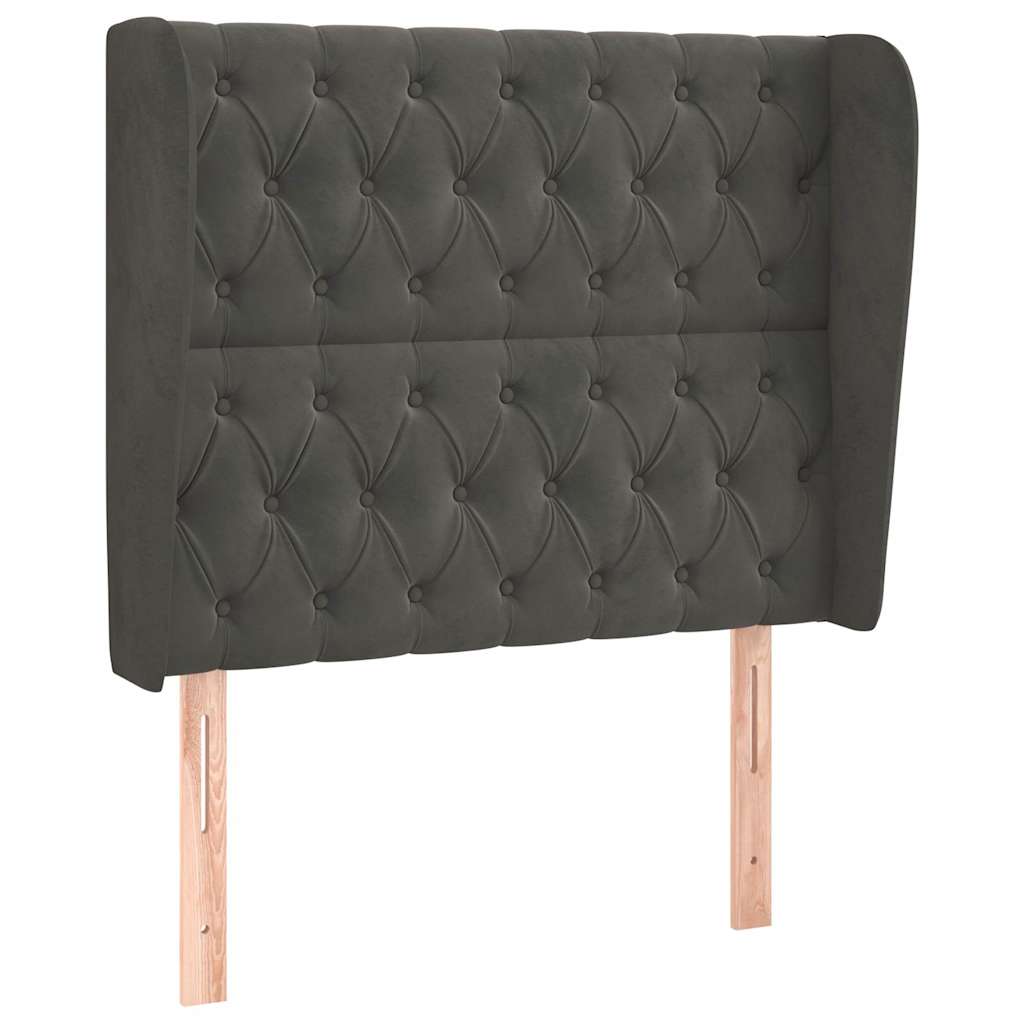 Sötétszürke bársony fejtámla szárnyakkal 103 x 23 x 118/128 cm 2