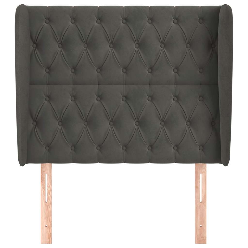 Sötétszürke bársony fejtámla szárnyakkal 103 x 23 x 118/128 cm 3