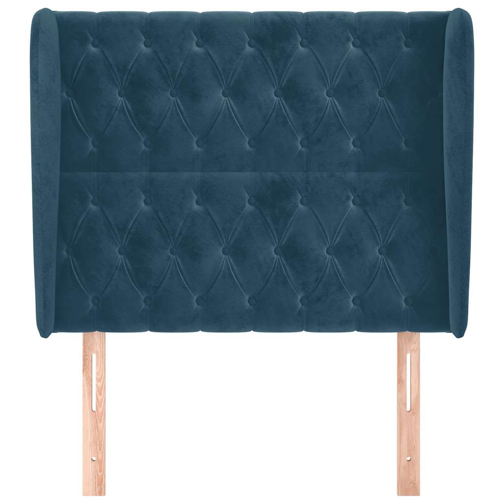 Sötétkék bársony fejtámla szárnyakkal 103 x 23 x 118/128 cm 3