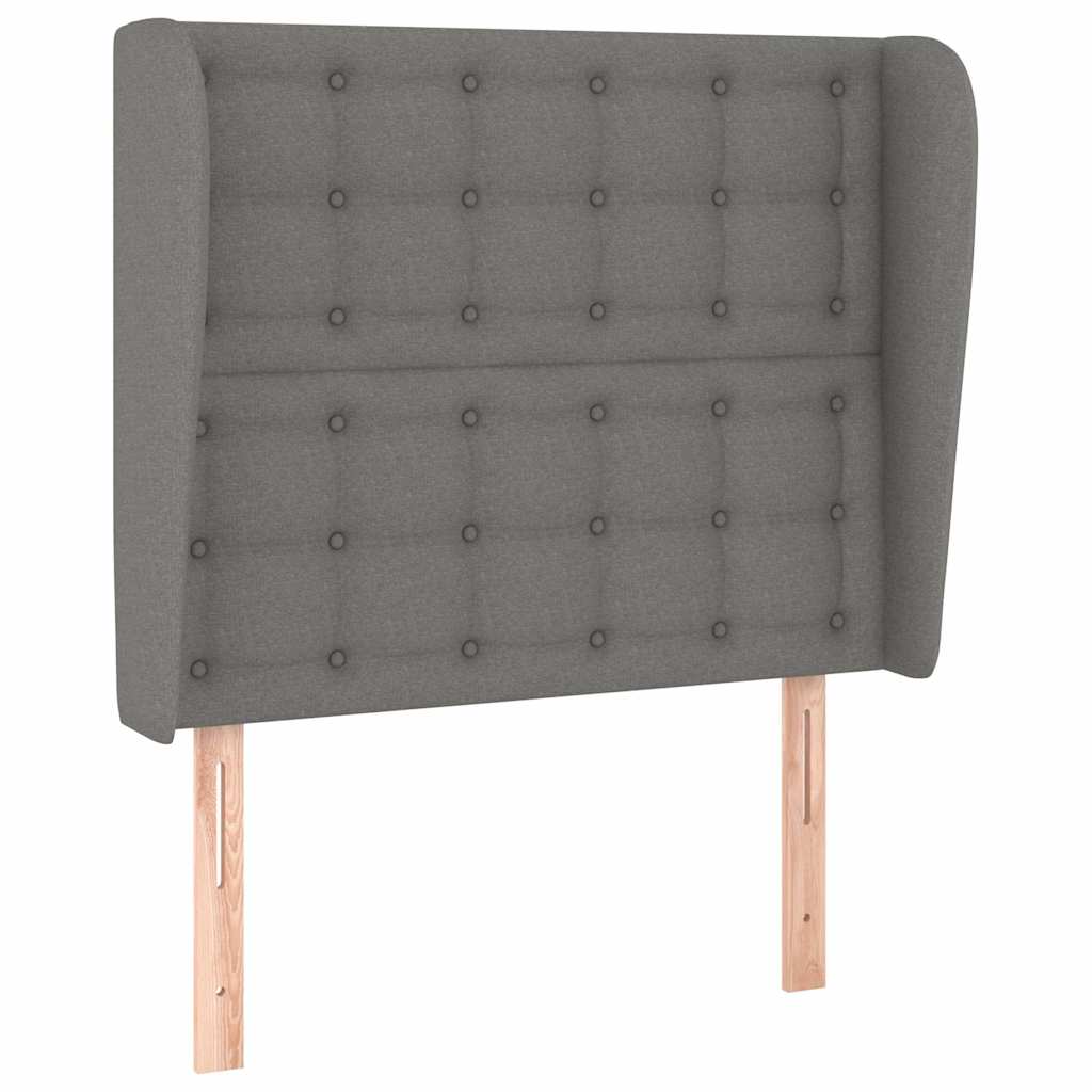 Sötétszürke szövet fejtámla szárnyakkal 83 x 23 x 118/128 cm 2