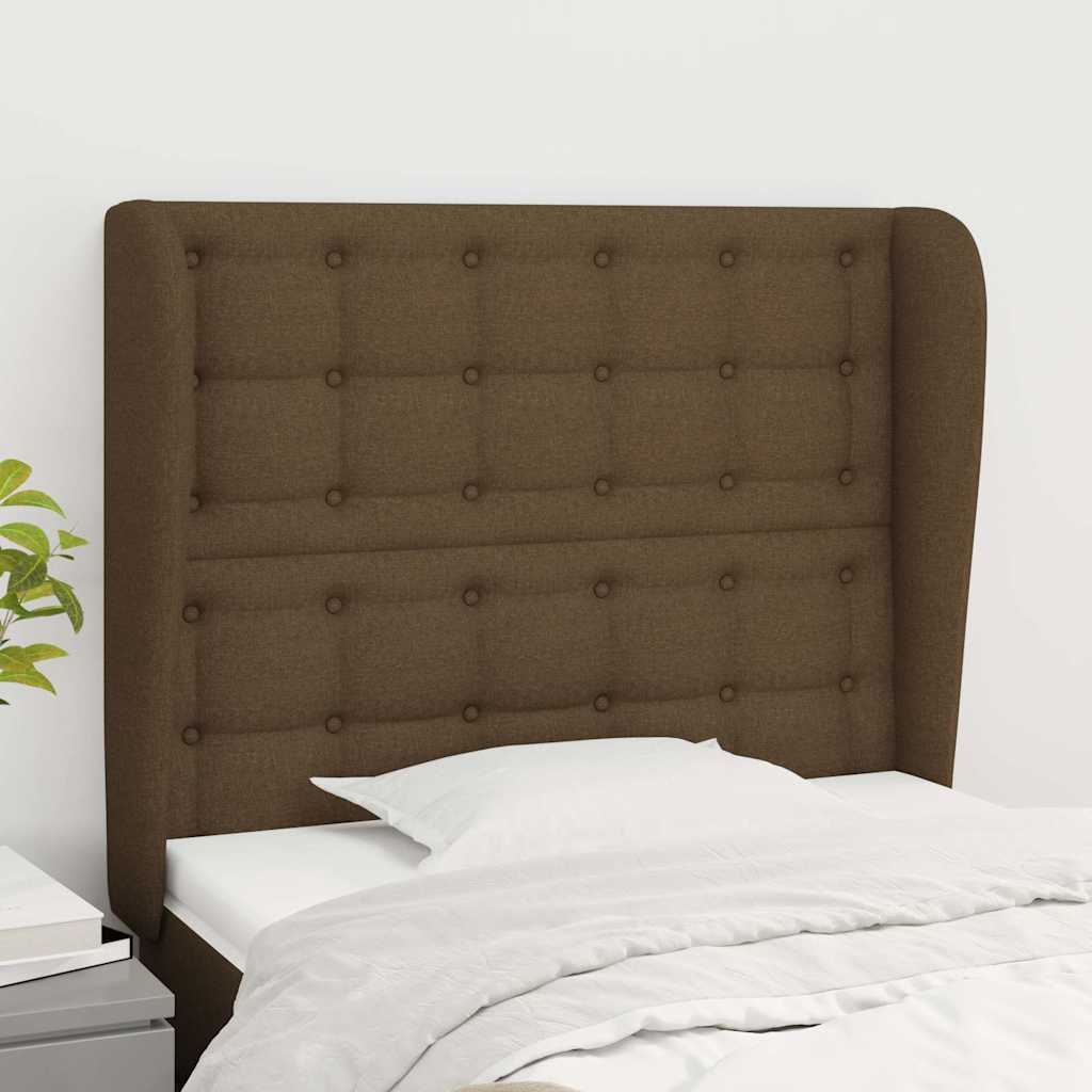 Sötétbarna szövet fejtámla szárnyakkal 93 x 23 x 118/128 cm