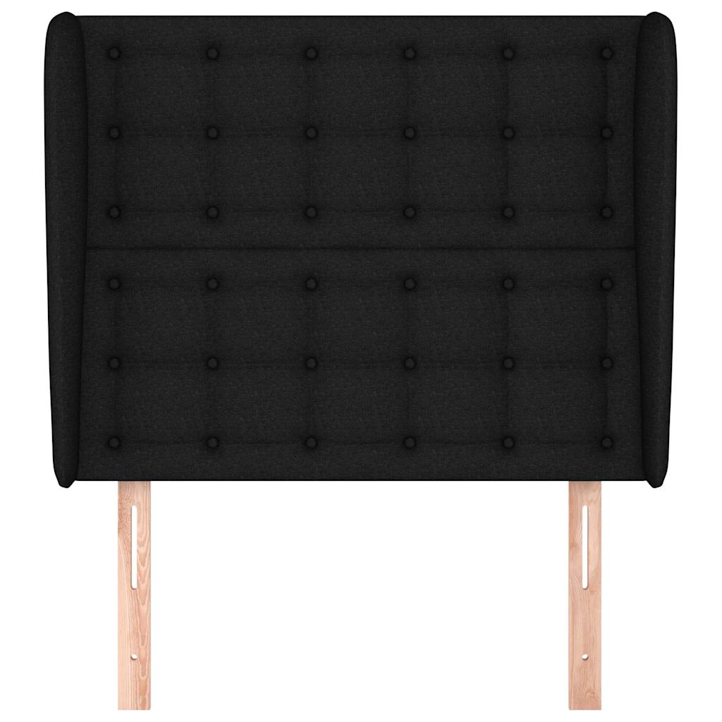 Fekete szövet fejtámla szárnyakkal 103 x 23 x 118/128 cm 3