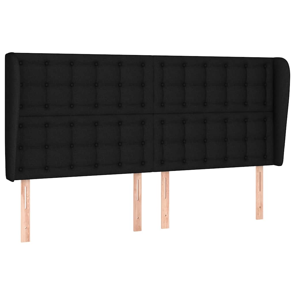 Fekete szövet fejtámla szárnyakkal 183x23x118/128 cm 2