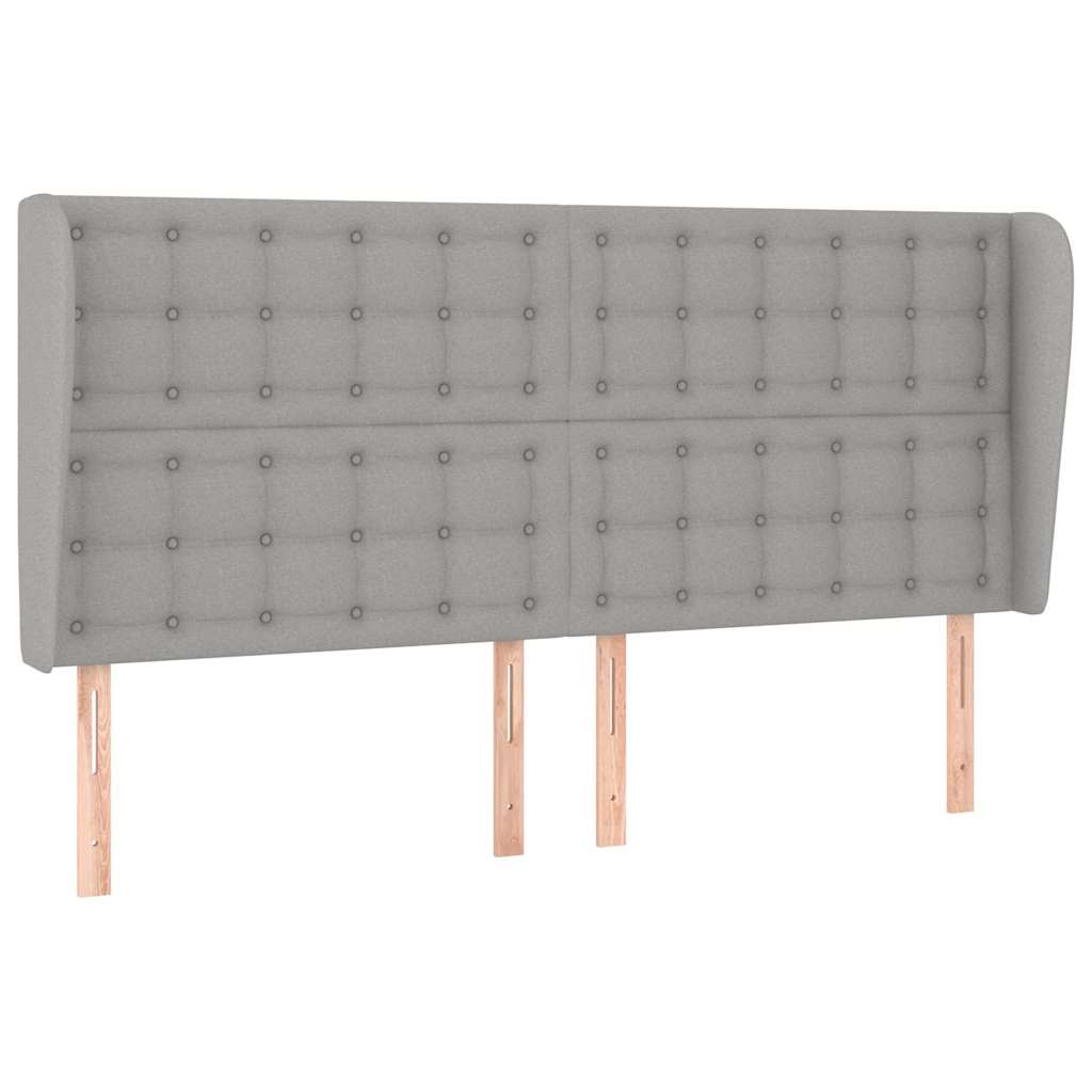 Világosszürke szövet fejtámla szárnyakkal 203x23x118/128 cm 2