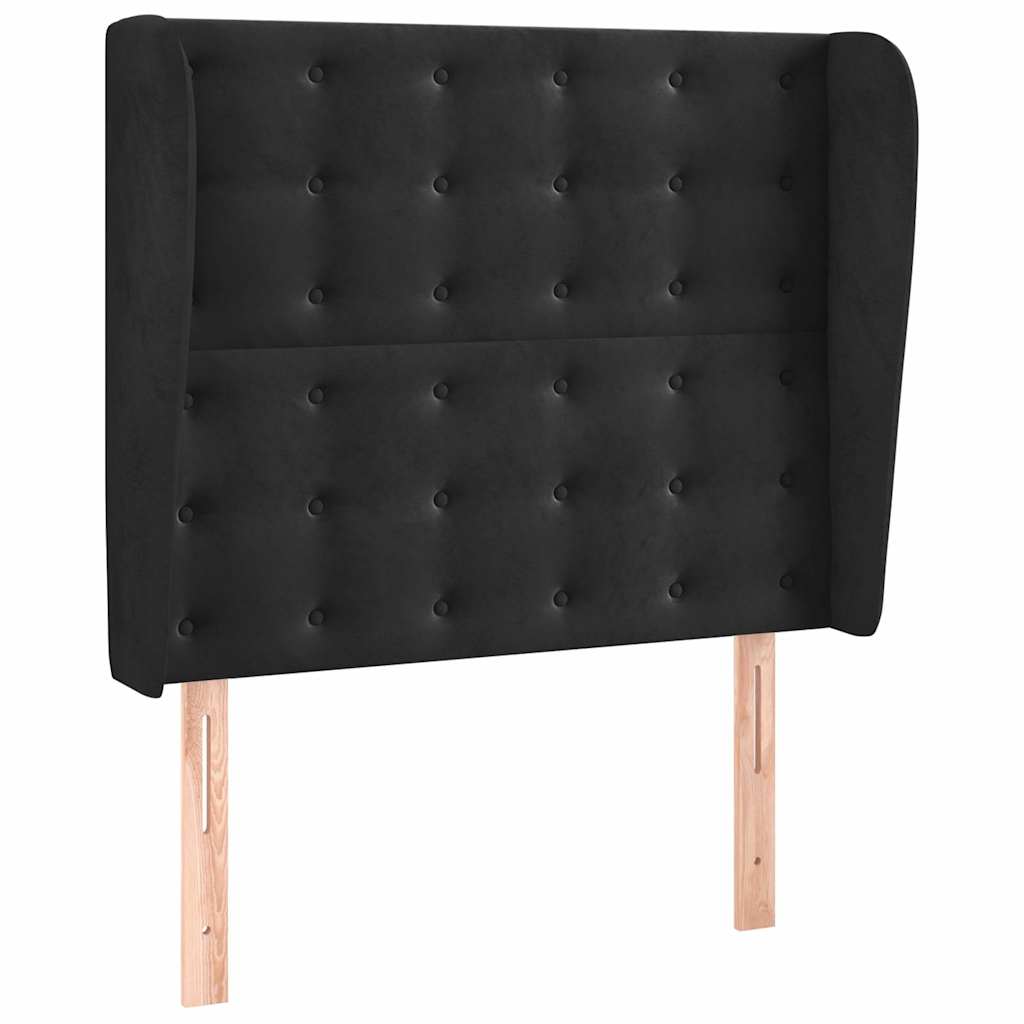 Fekete bársony fejtámla szárnyakkal 93 x 23 x 118/128 cm 2