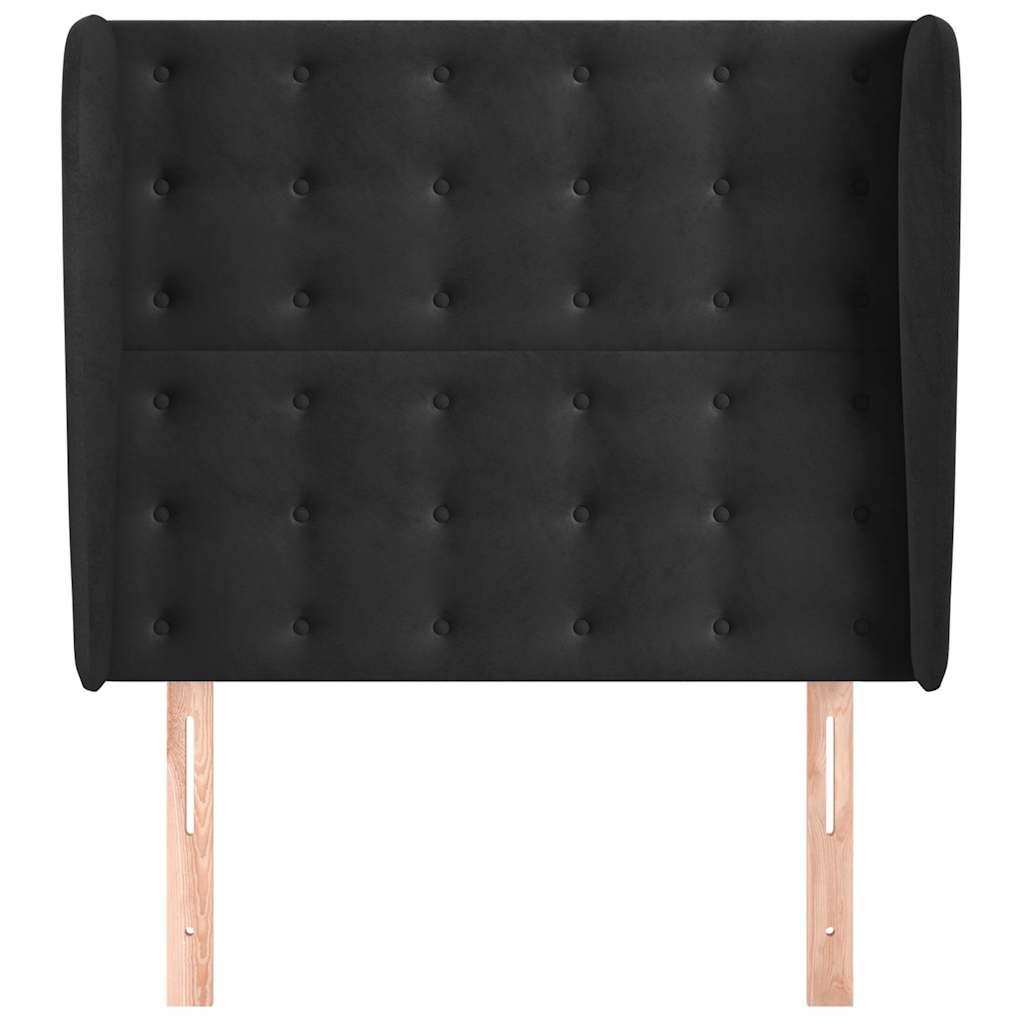 Fekete bársony fejtámla szárnyakkal 93 x 23 x 118/128 cm 3
