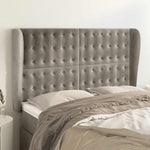 Világosszürke bársony fejtámla szárnyakkal147 x 23 x 118/128 cm