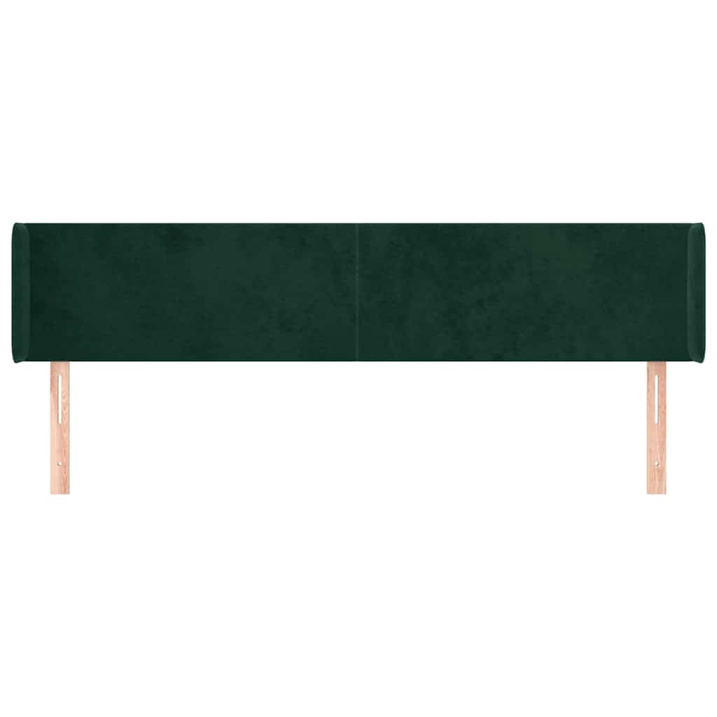 Sötétzöld bársony szárnyas fejtámla 183x16x78/88 cm 3