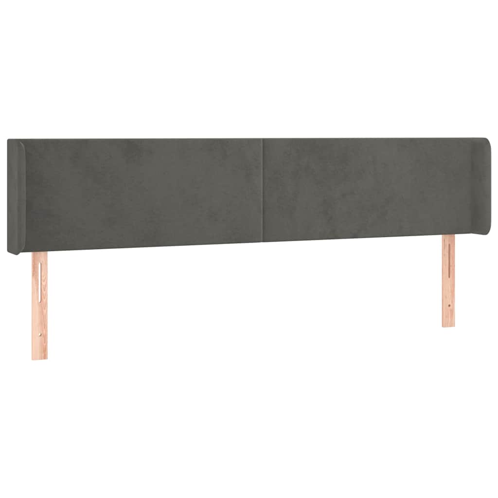 Sötétszürke bársony szárnyas fejtámla 203x16x78/88 cm 2