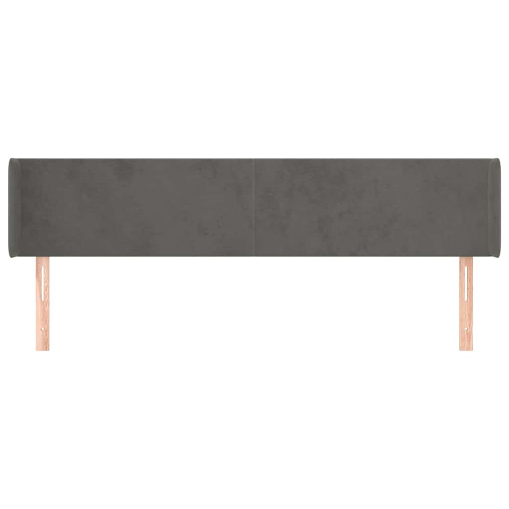Sötétszürke bársony szárnyas fejtámla 203x16x78/88 cm 3