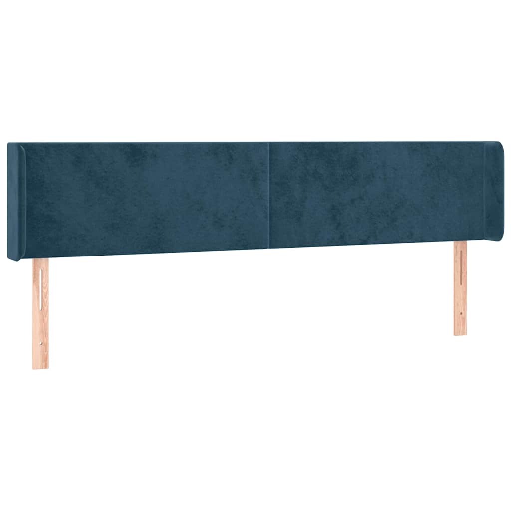 Sötétkék bársony szárnyas fejtámla 203x16x78/88 cm 2