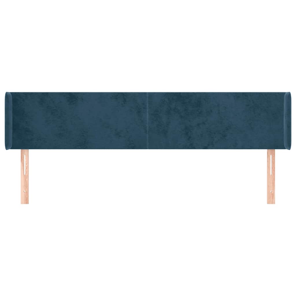 Sötétkék bársony szárnyas fejtámla 203x16x78/88 cm 3