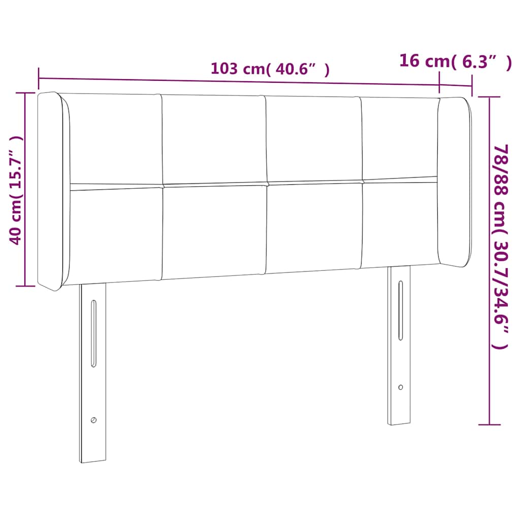 Sötétbarna szövet fejtámla 103x16x78/88 cm 9