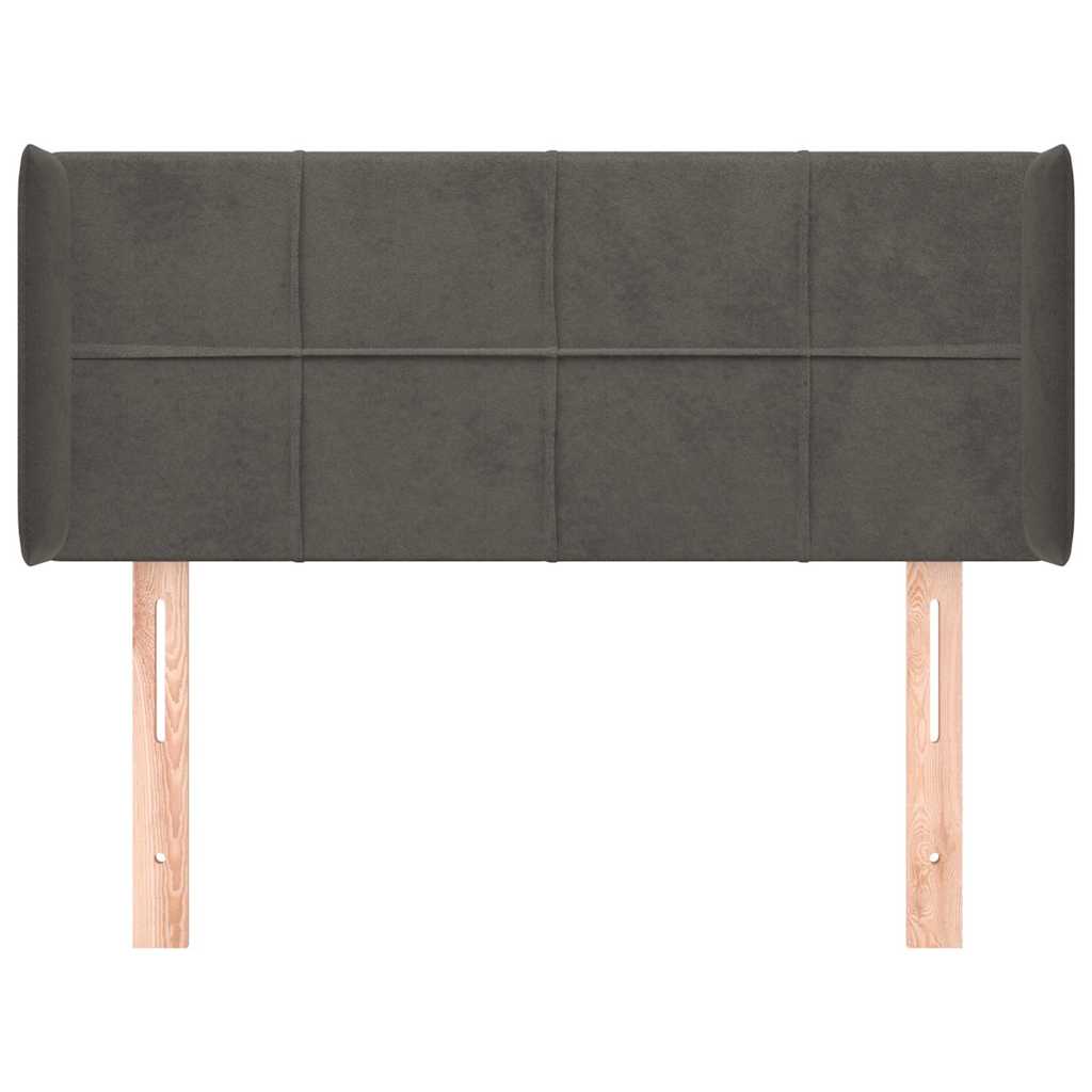 Sötétszürke bársony fejtámla szárnyakkal 83x16x78/88 cm 3