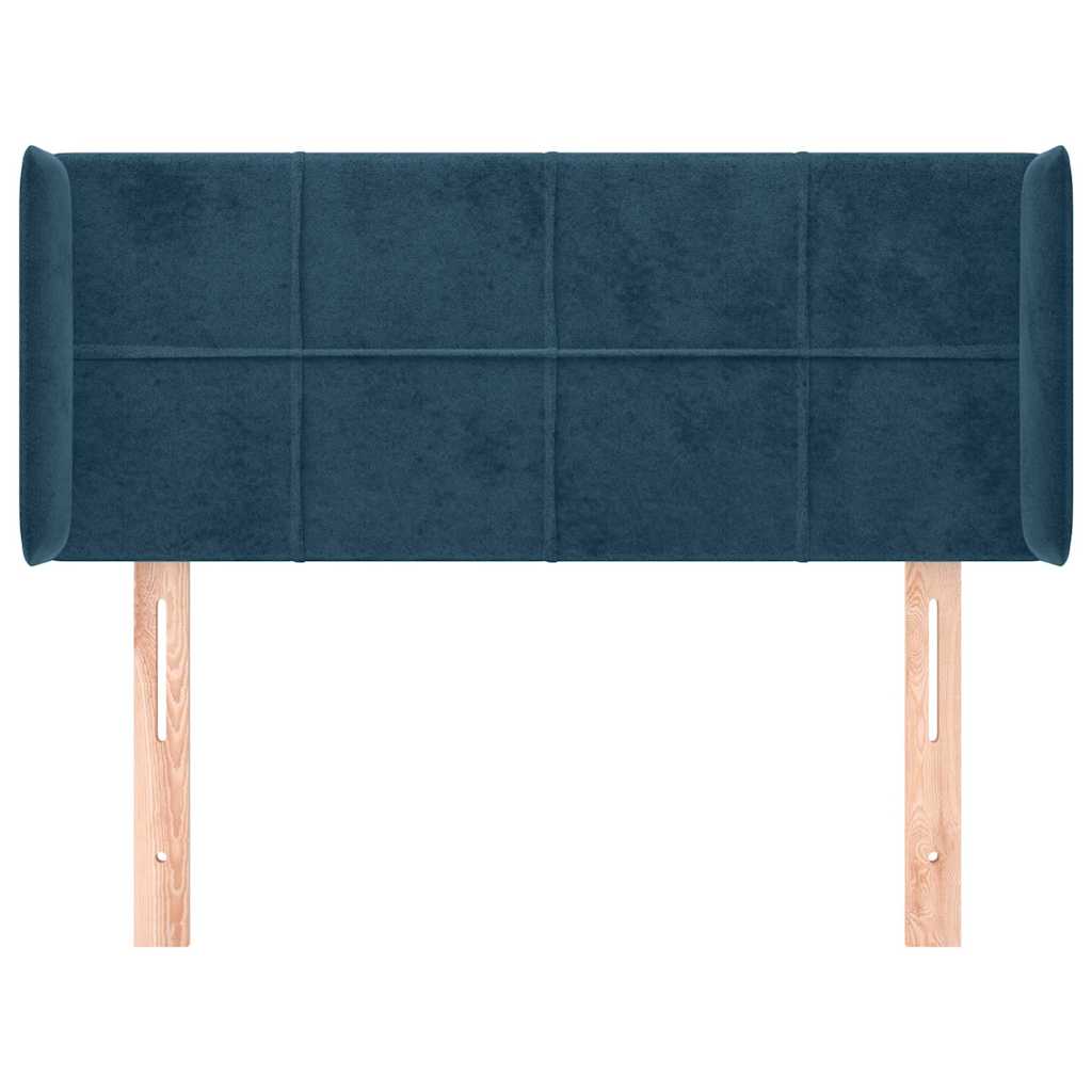 Sötétkék bársony fejtámla 83x16x78/88 cm 3