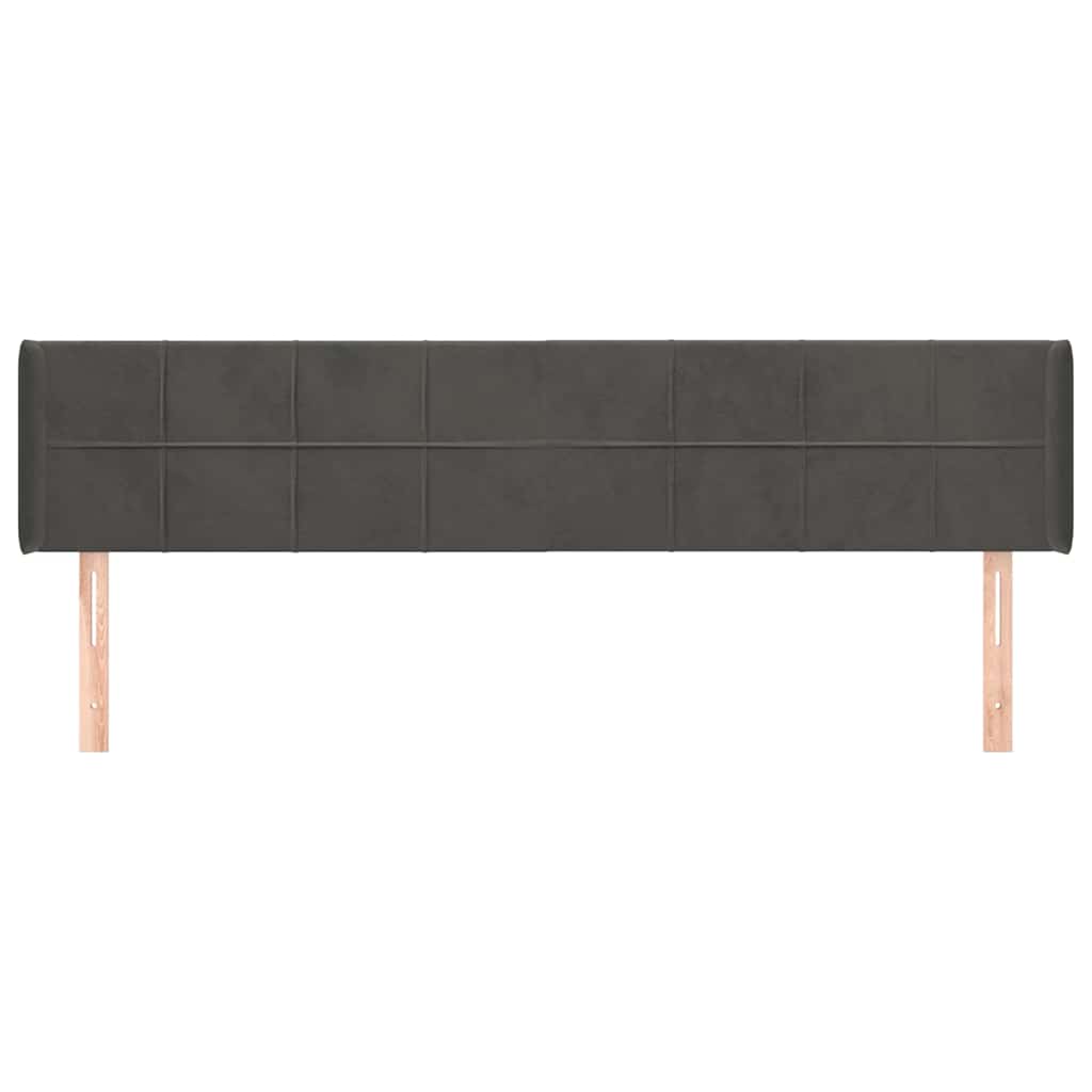 Sötétszürke bársony szárnyas fejtámla 203x16x78/88 cm 3