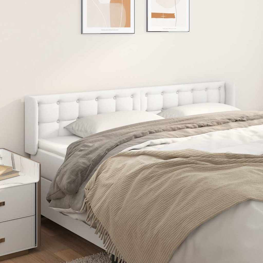 Fehér műbőr szárnyas fejtámla 183x16x78/88 cm