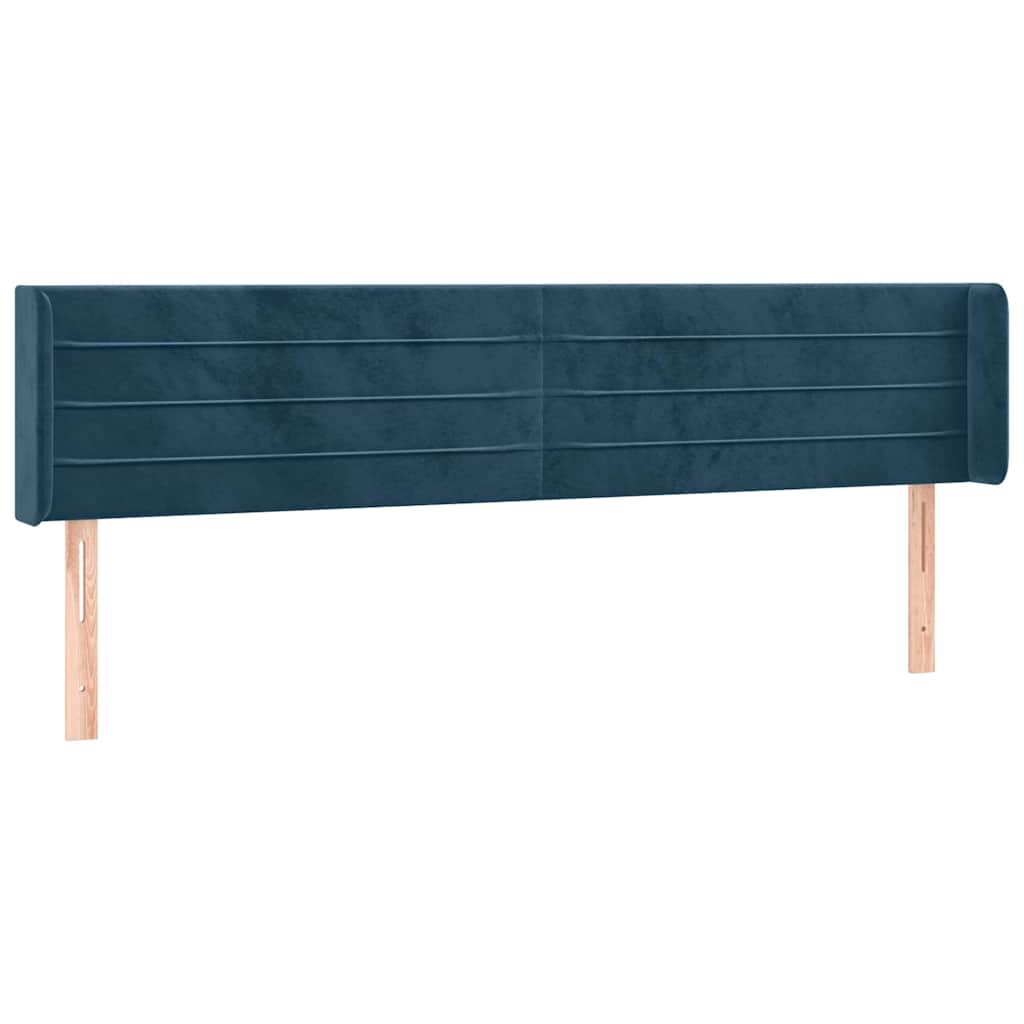 Sötétkék bársony szárnyas fejtámla 163x16x78/88 cm 2